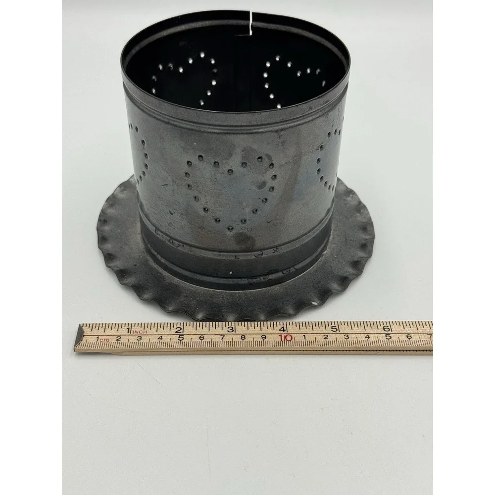 Punched Pierced Tin Candle Holder Primitive Folk Country Heart 4